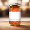 Glass jar of caviar fish eggs, empty blank generic product packaging mockup