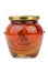 Glass jar with conserved red bell peppers