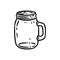 Glass jar doodle image. Kitchen utensil logo. Media highlights graphic icon