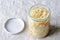 glass jar filled with healthy fermented vegetables