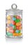 Glass jar full of colorful hard candies