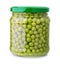 Glass jar of green peas