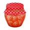 Glass jar with home made tomatoes. Realistic style.