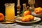 glass jar of homemade applesauce next to a plate of latkes