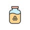 Glass jar with honey, beekeeping flat color line icon.