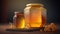 Glass jar with honey Generative AI