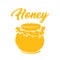 Glass Jar with Honey Lettering, Yellow Silhouette Vector