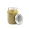 Glass jar of italian pesto isolated