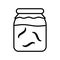 Glass jar with leeches or worms. Linear icon of hirudotherapy. Black simple illustration of alternative medicine or breeding