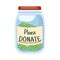 Glass jar with money and text Please DONATE`