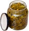 Glass jar with pickled green capers