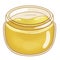 Glass jar of tasty honey.