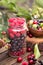 Glass jar of various berries