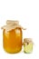 Glass jars with linden and acacia honey isolated