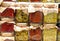 Glass jars with spicy specialties typical of southern Italian re