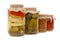 Glass jars with tinned vegetables