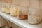 The glass kitchen jars