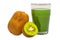 Glass of kiwi juice with kiwifruits, 3D rendering