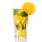 Glass lemonade lemon orange with mint