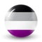 Glass light ball with flag of Asexual. Round sphere, template icon. Glossy realistic ball, 3D abstract vector