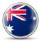 Glass light ball with flag of Australia. Round sphere, template icon. Australian national symbol. Glossy realistic ball, 3D