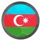 Glass light ball with flag of Azerbaijan. Round 3d sphere, template icon. Azerbaijani national symbol. Glossy realistic ball.