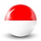 Glass light ball with flag of Indonesia. Round sphere, template icon. Indonesian national symbol.