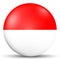 Glass light ball with flag of Indonesia. Round sphere, template icon. Indonesian national symbol. Glossy realistic ball