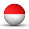 Glass light ball with flag of Indonesia. Round sphere, template icon. Indonesian national symbol. Glossy realistic ball