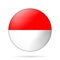 Glass light ball with flag of Indonesia. Round sphere, template icon. Indonesian national symbol. Glossy realistic ball