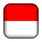 Glass light ball with flag of Indonesia. Squared template icon. Indonesian national symbol. Glossy realistic cube, 3D