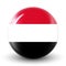 Glass light ball with flag of Yemen. Round sphere, template icon. National symbol.