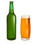 Glass of light beer with bottle. Vector