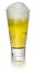A glass of light beer on a white background