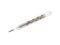 Glass mercury thermometer show 36.6 over white