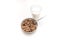 Glass of milk and bowl of brown cereals