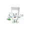 Glass of milk genius Professor Cartoon character holding glass tube