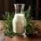 Glass of milk with rosemary, a precisionist composition