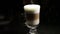 Glass of mochaccino or latte.Blurred background.Copy space