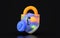 Glass morphism lock check mark icon with colorful gradient light