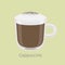 Glass Mug of Cappuccino with Creamy Foam Vector