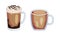 Glass mugs of coffee set. Tasty hot beverages assortment vector illustration