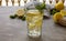 A glass of naturally fermented, probiotic honey lemonade soda.