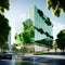 glass office building in a green city - a modern and sustainable architectural marvel