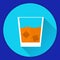Glass Old Fashioned scotch whisky with ice cubes alcohol drink.whiskey on the rocks.