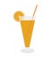 Glass orange cocktail straw vector. Summer drinks food illustration