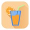 Glass of orange juice. Colored square icon