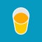 Glass orange juice top view isolated. Vector illustration