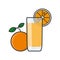 Glass of orange lemonade and fruit isolated vector ilustration