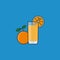 Glass of orange lemonade and fruit vector ilustration